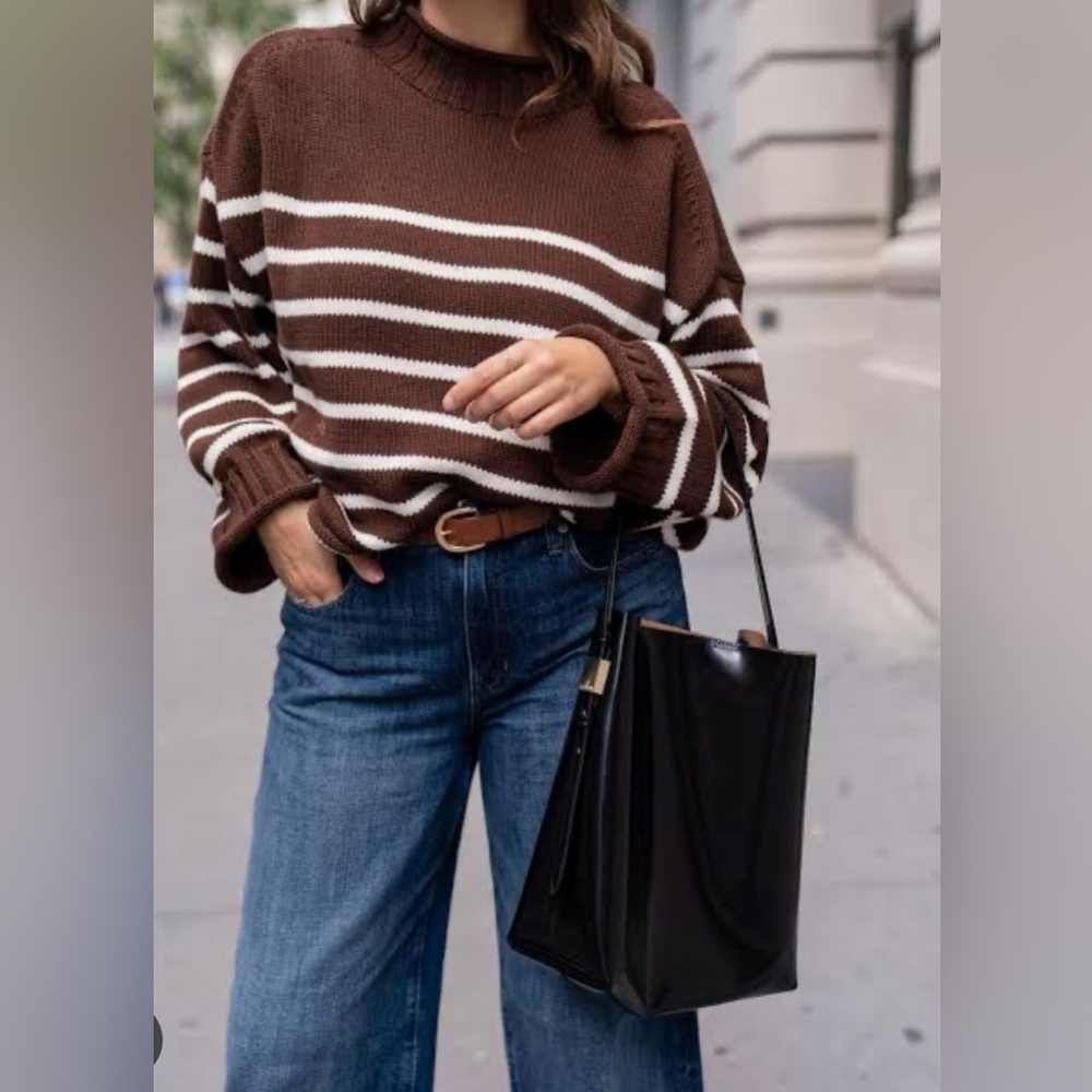 NWT J.Crew 2025 Rollneck Sweater Brown & Ivory - Picture 2 of 12